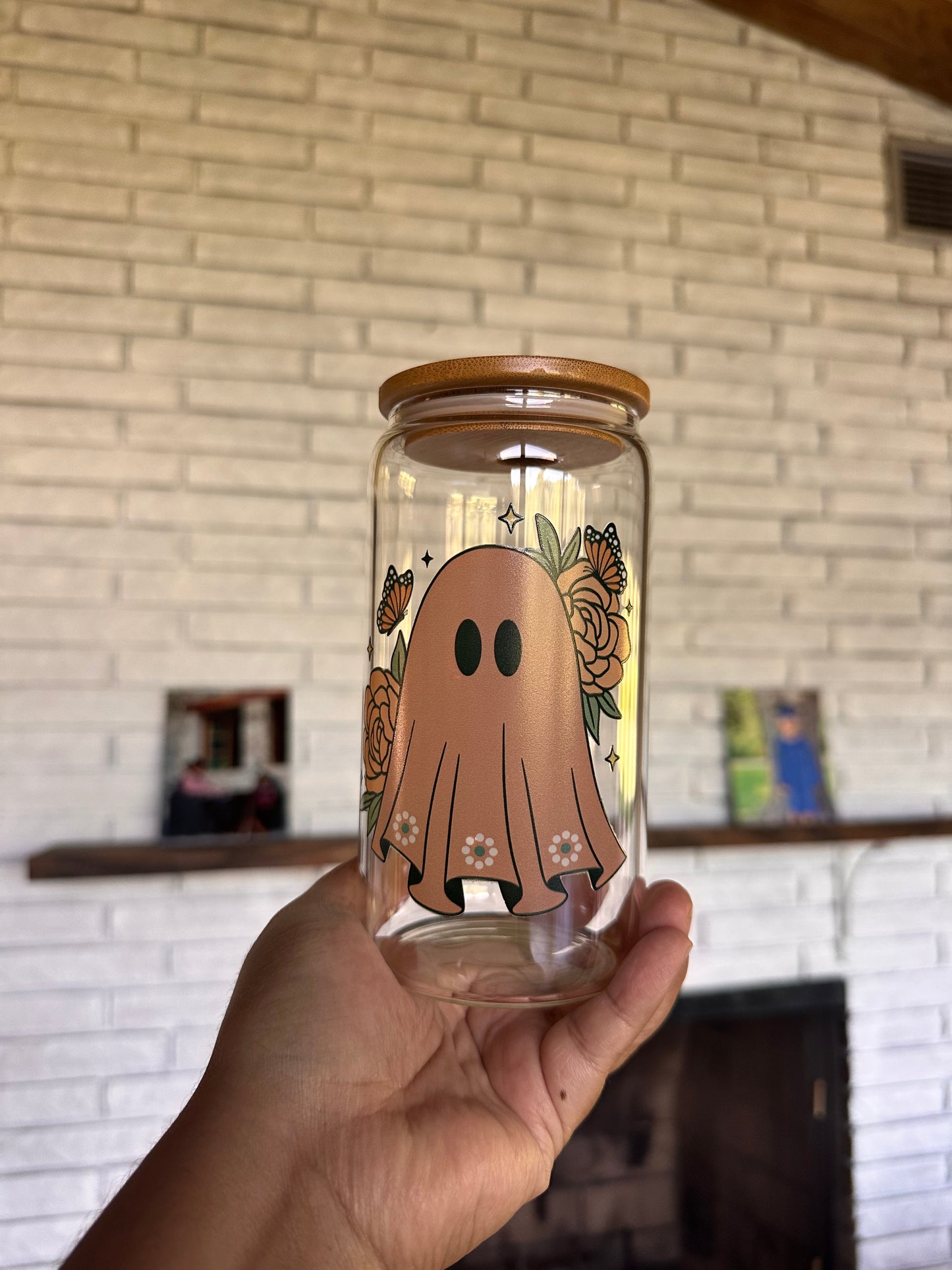 Talvera Ghost Glass Cup, Fall Cup, Iced Coffee Cup