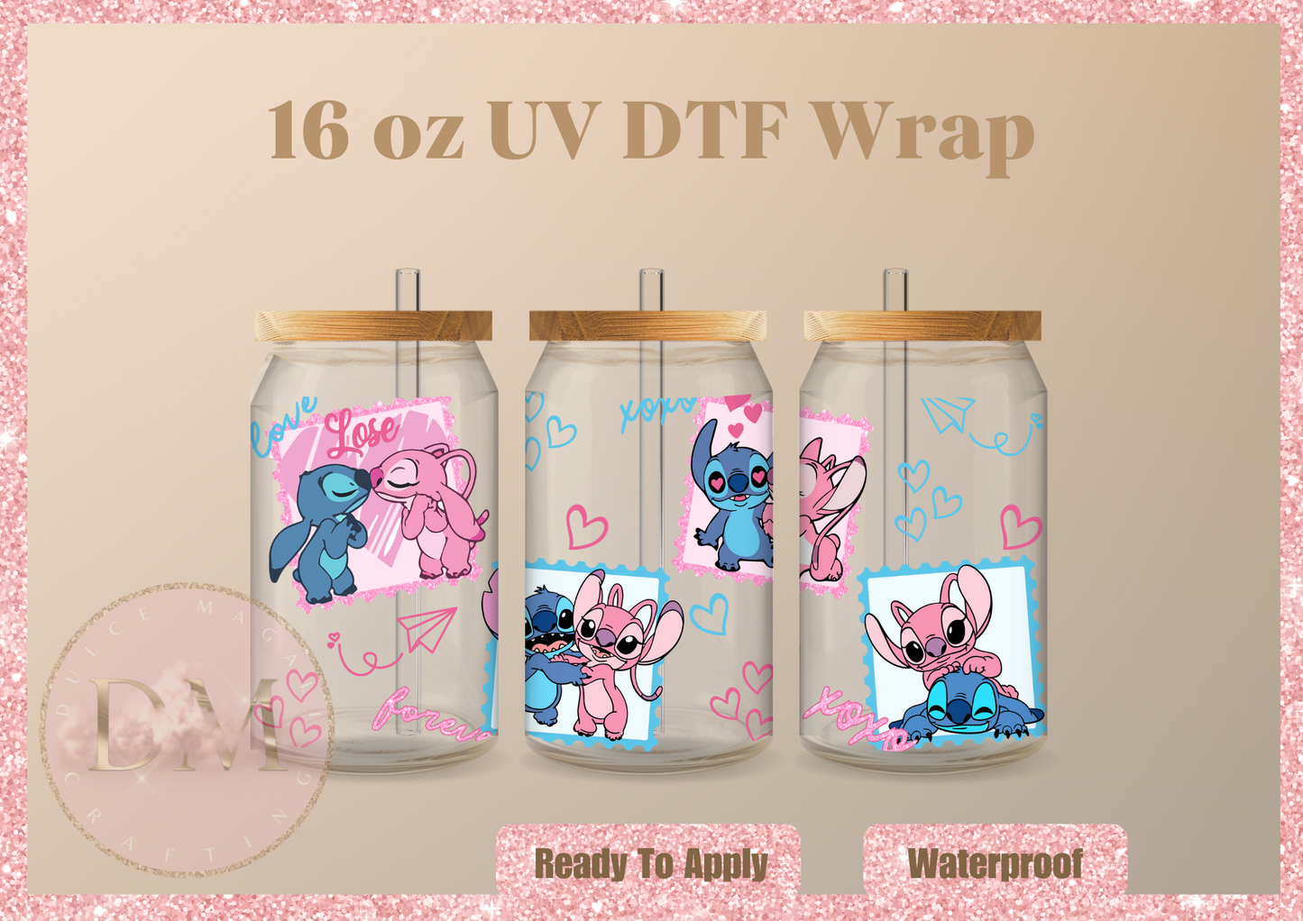 Valentines Blue Animal UV DTF Wrap