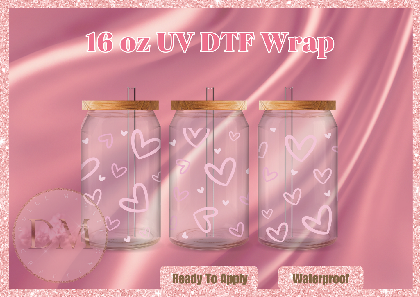 Pink Hearts UV DTF Wrap