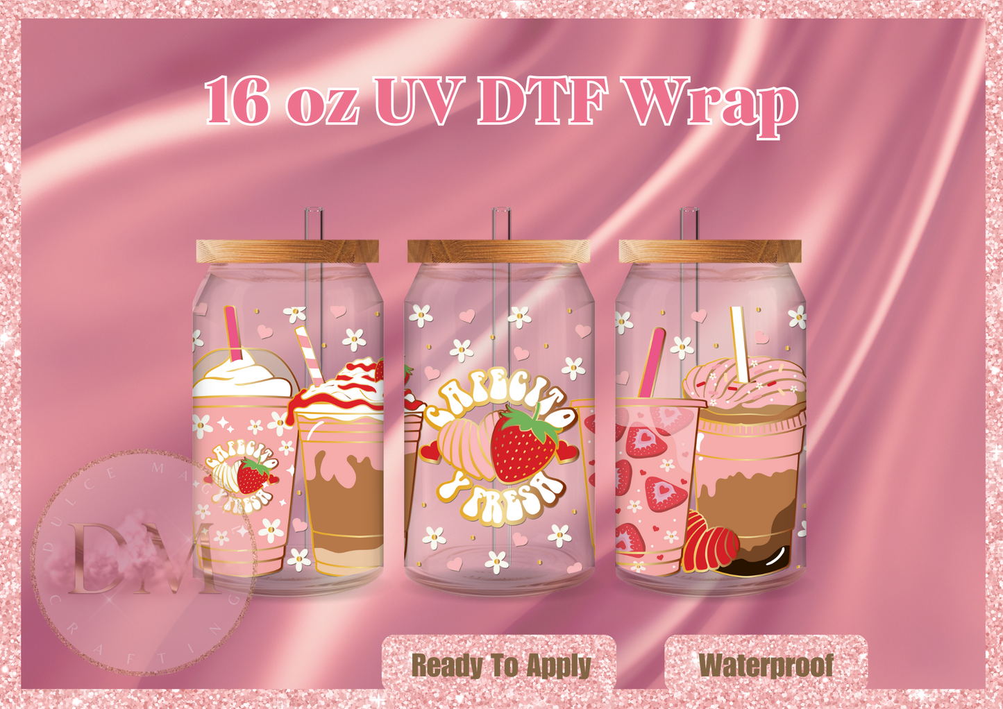 Cafecito y Fresa UV DTF Wrap