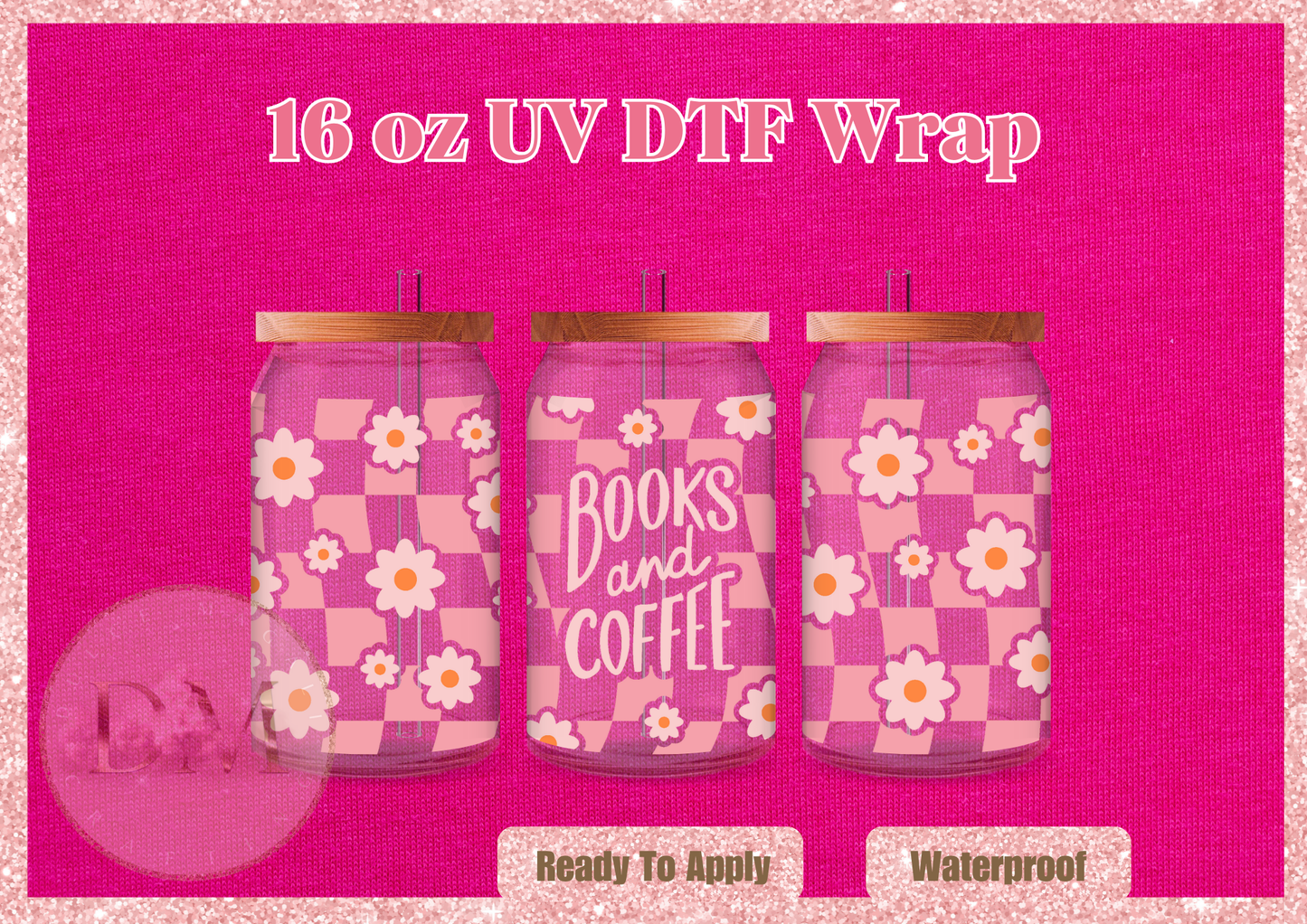 Books & Coffee UV DTF Wrap