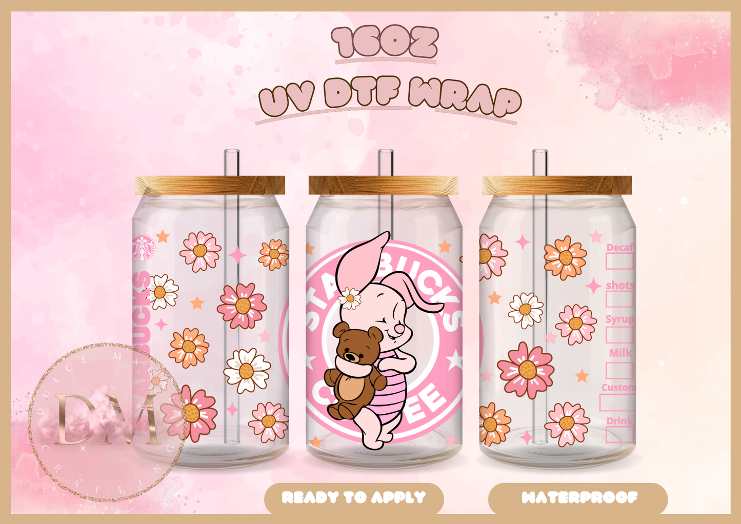 Pink Character UV DTF Wrap