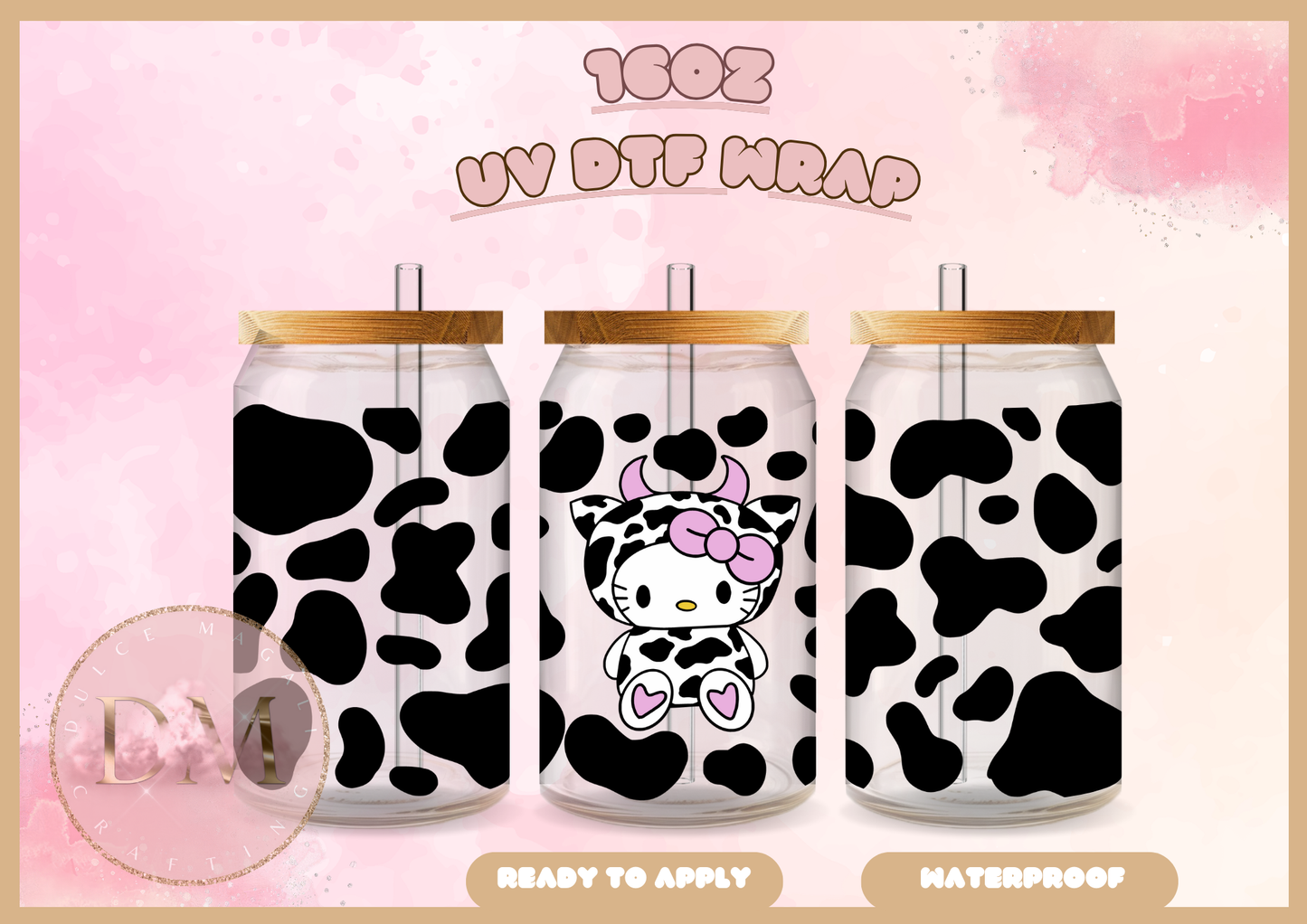 Kitty Cow Print UV DTF Wrap