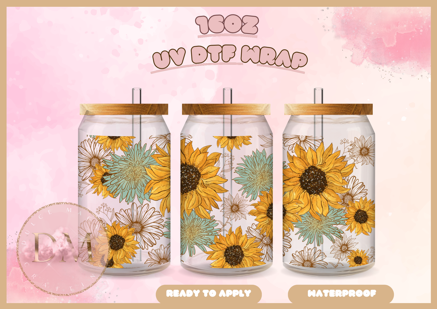 Sunflowers UV DTF Wrap