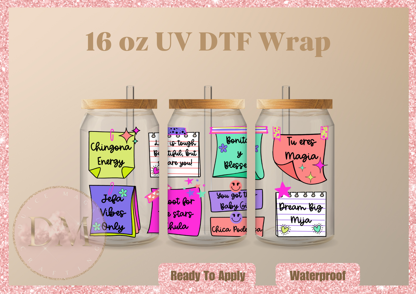 Latina Affirmations UV DTF Wrap