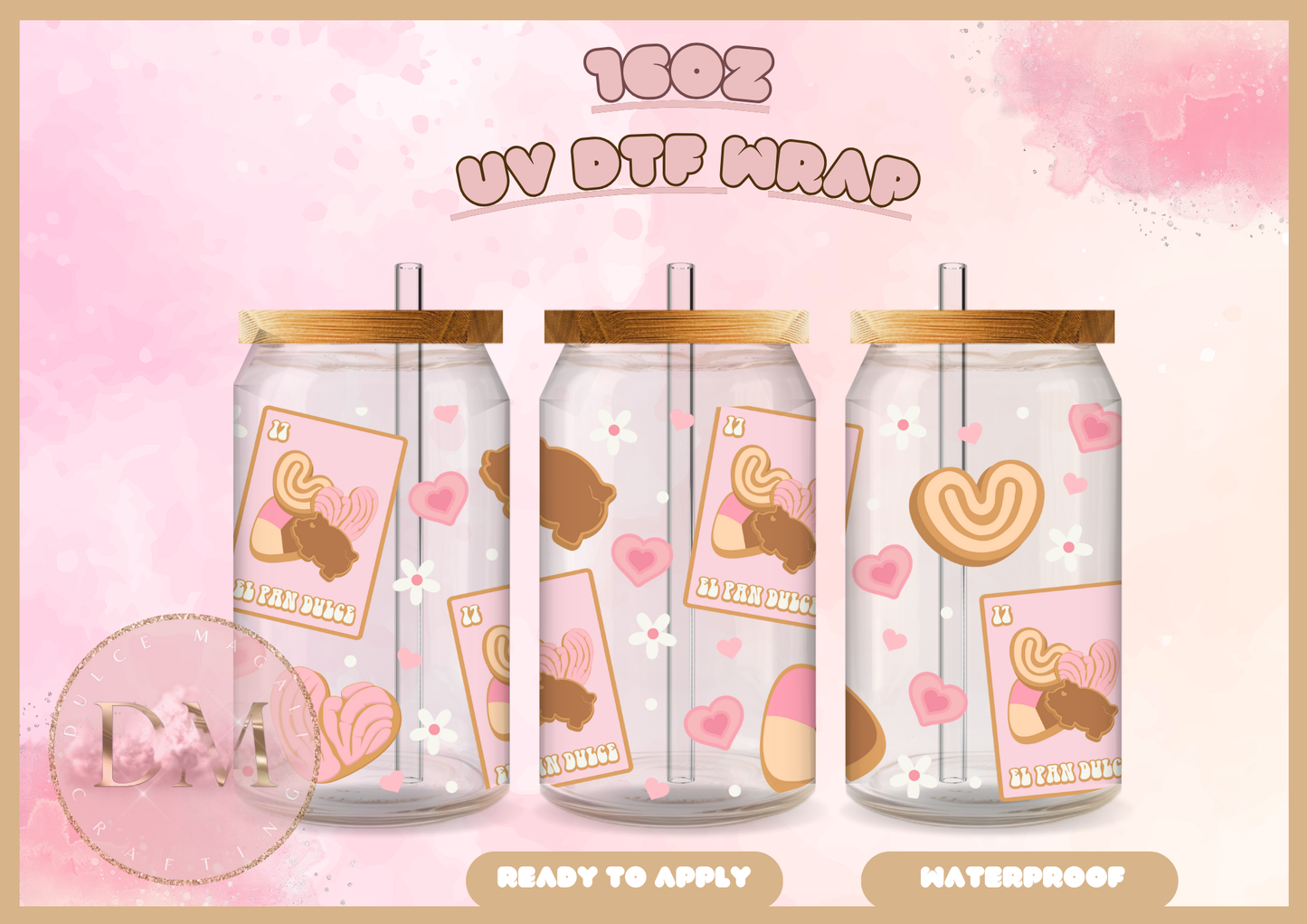 Pan Dulce Valentines UV DTF Wrap