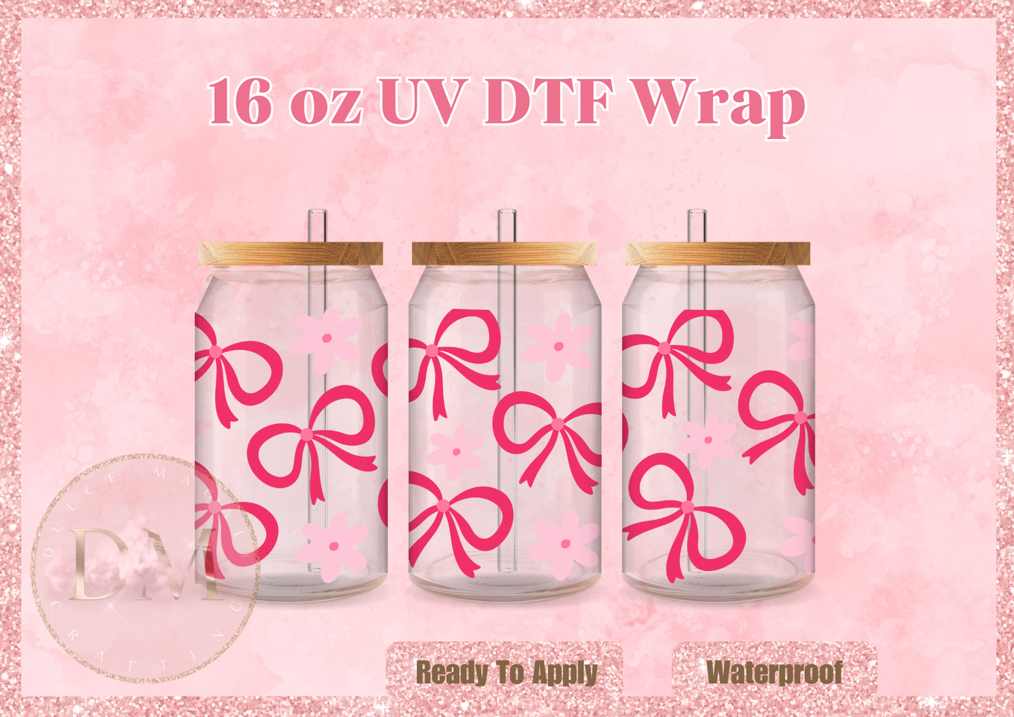 Flower Bows UV DTF Wrap