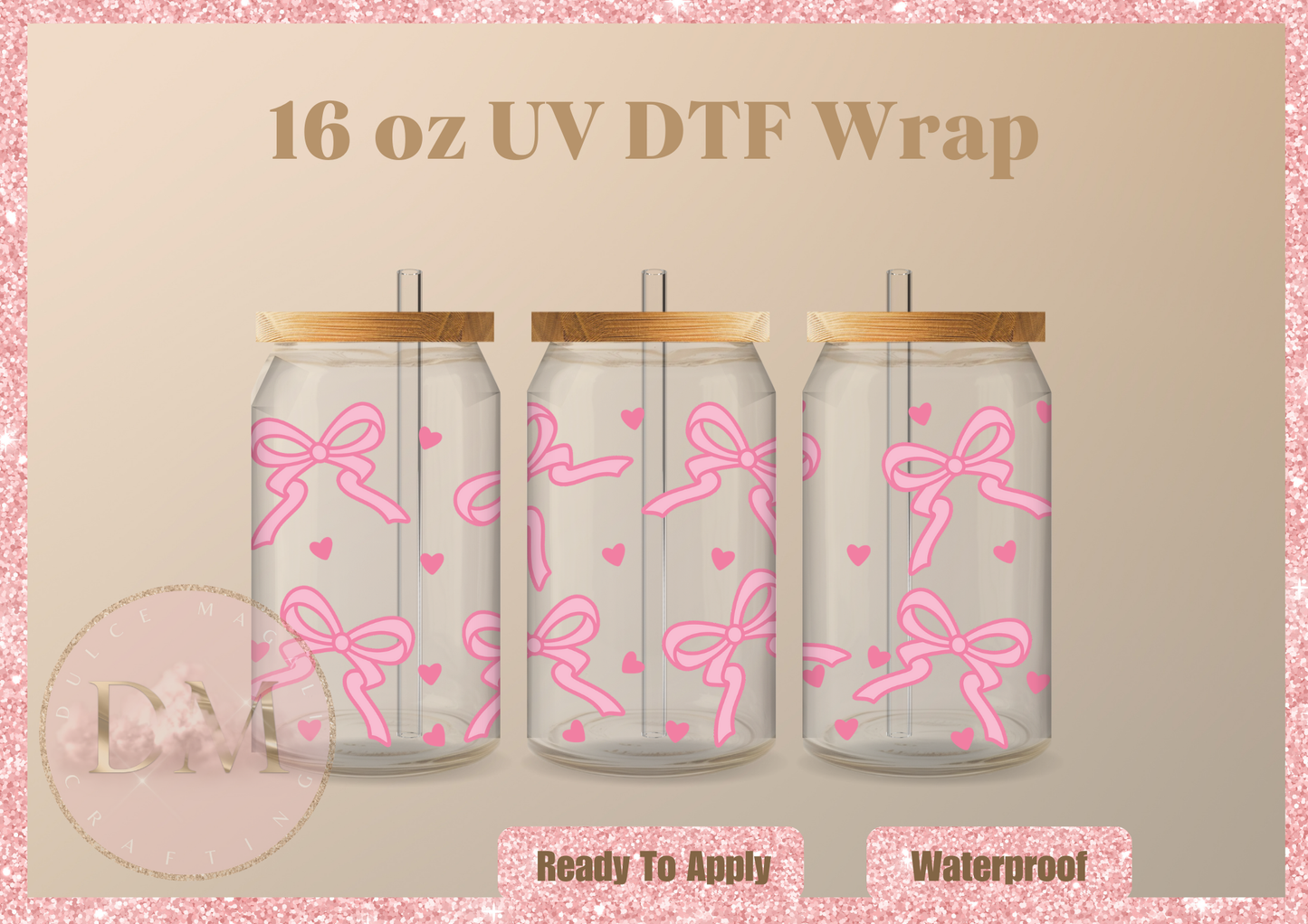 Bow & Hearts UV DTF Wrap