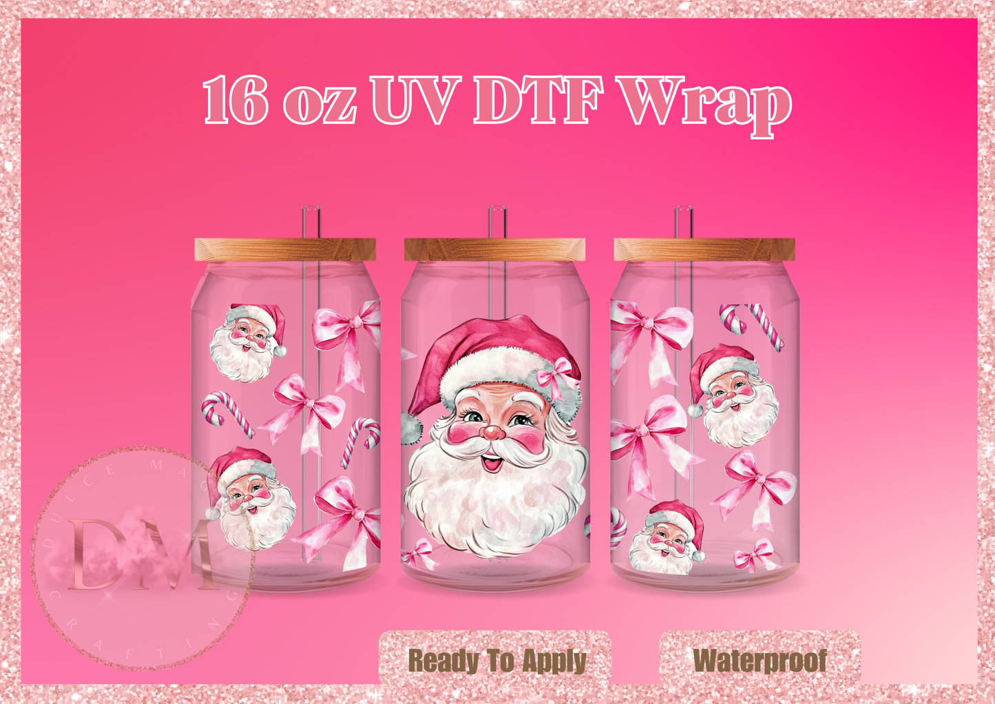 Pink Santa UVDTF Wrap