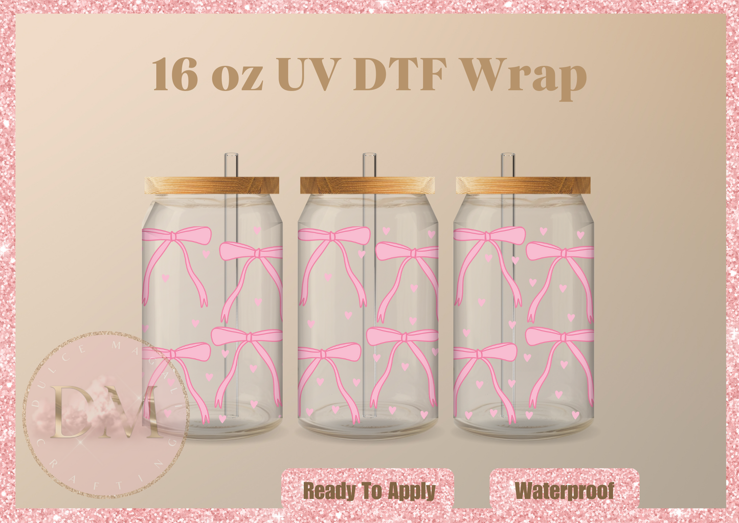Heart & Bows Coquette UV DTF Wrap