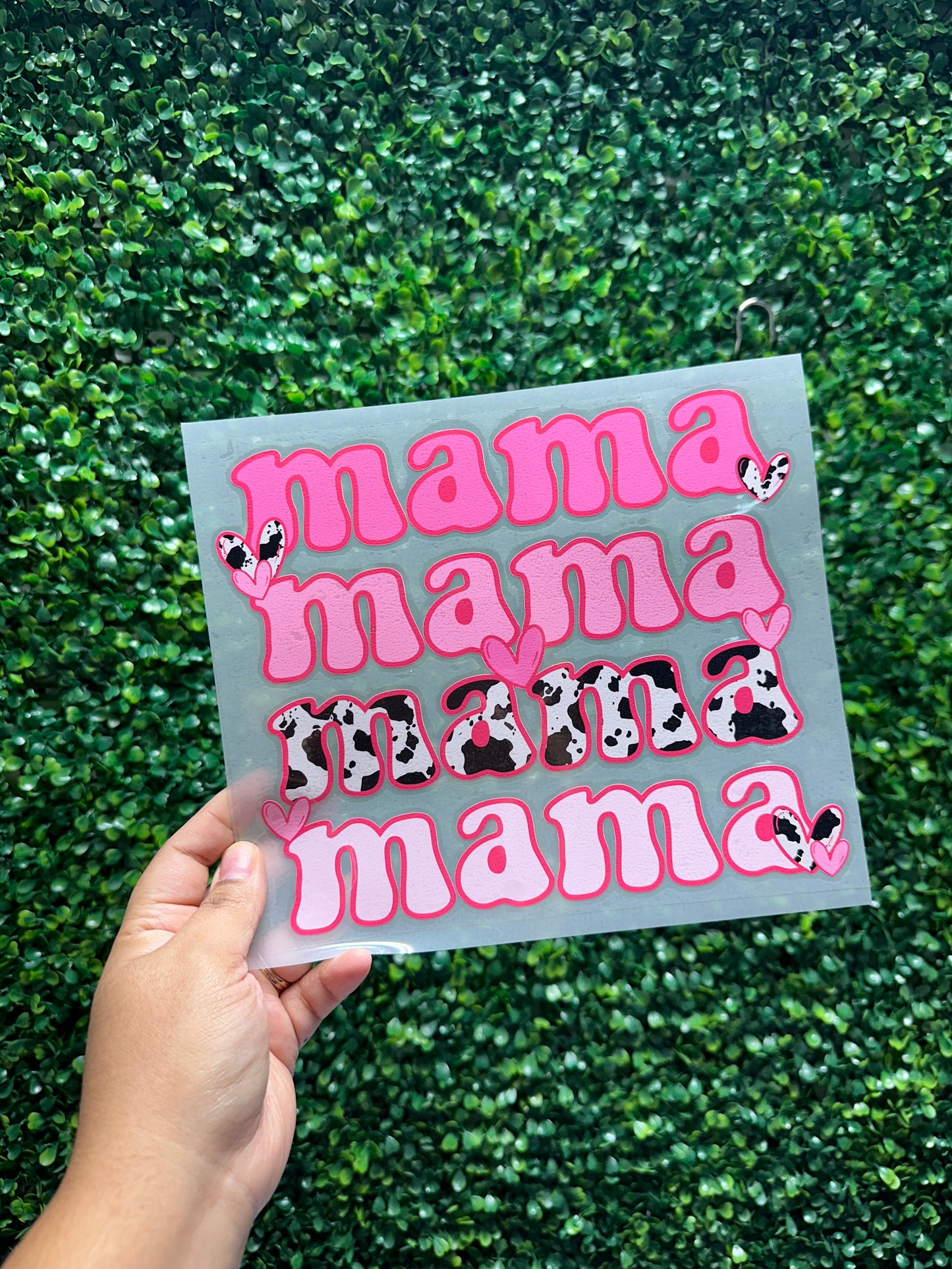 Pink Mama Cow Print HTV Transfer