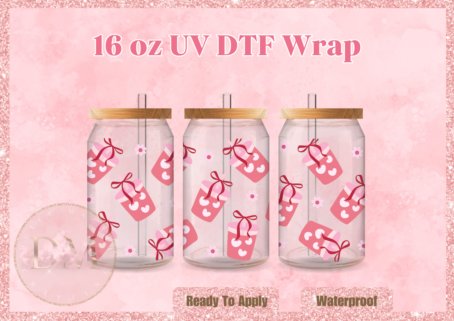 Pink Iced Coffee UV DTF Wrap