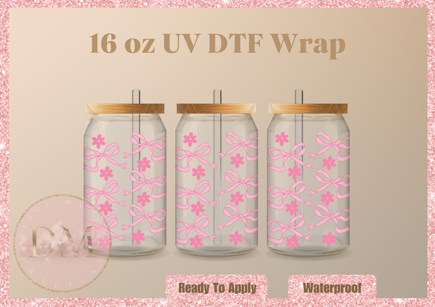 Flowers & Bows Coquette UV DTF Wrap