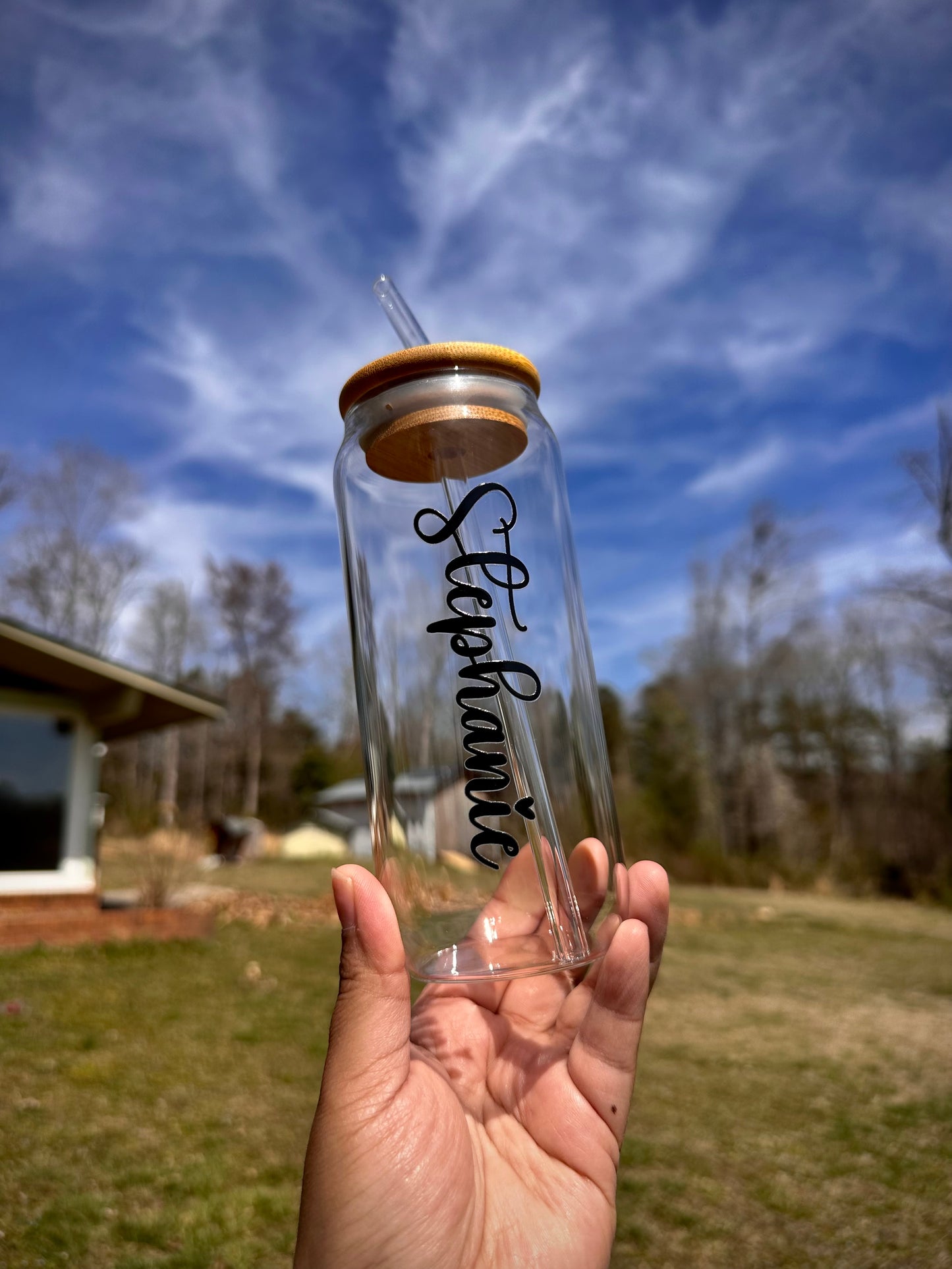 Personalized Name Glass Cup, Mothers day gift, Iced Coffee Cup