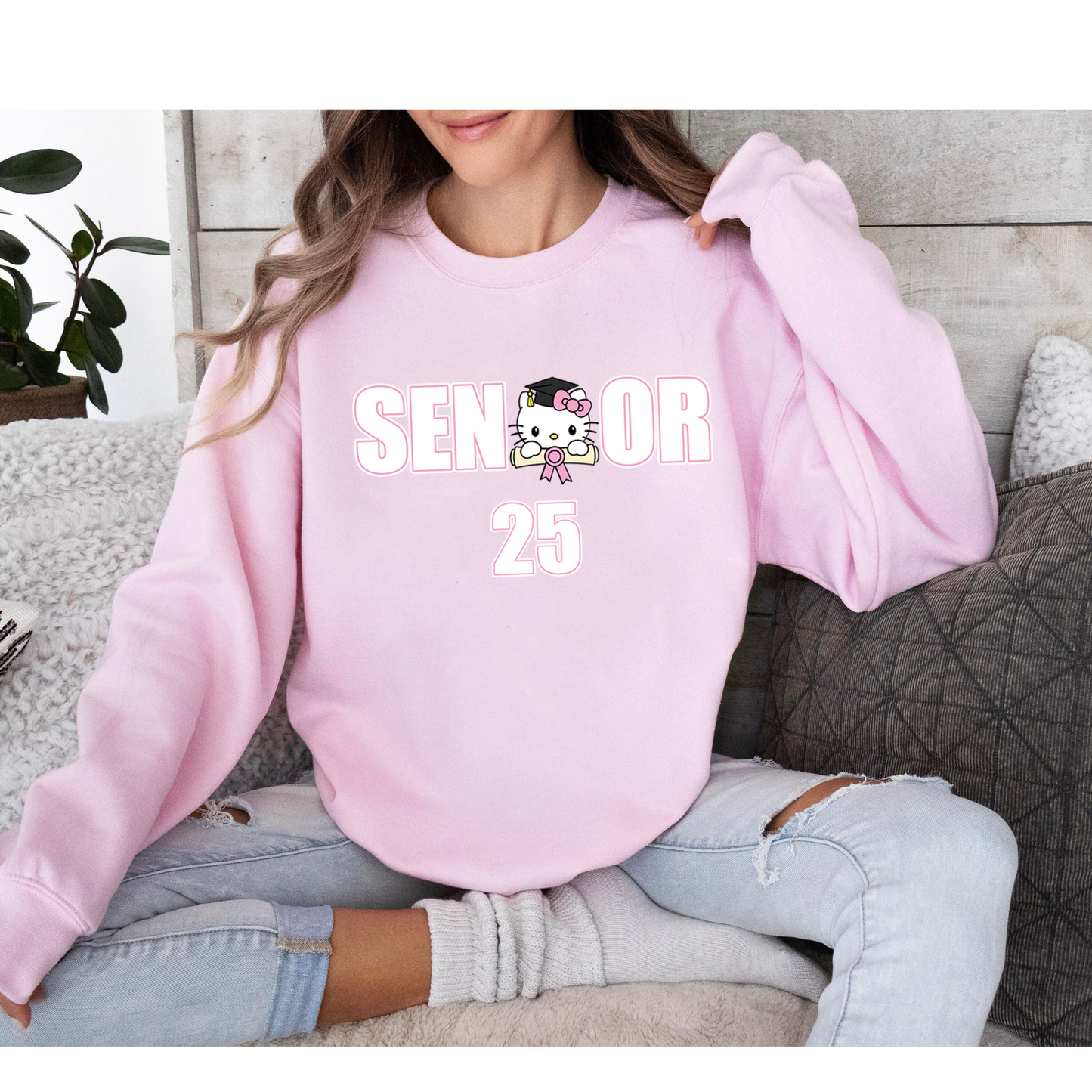 HK Senior Sweatshirt, Cute Pink Grad Sweatshirt, Crewneck