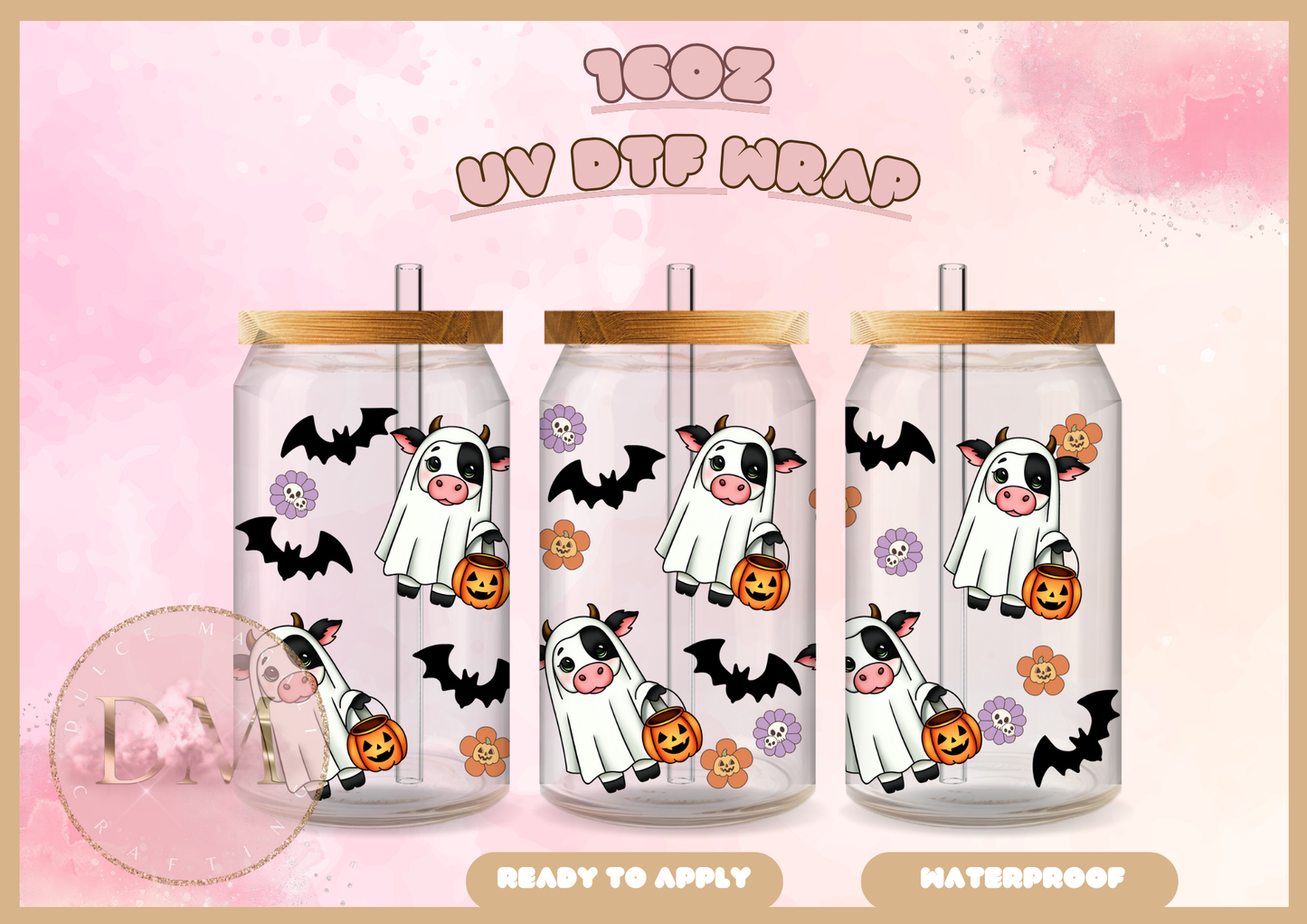 Halloween Cow UV DTF Wrap