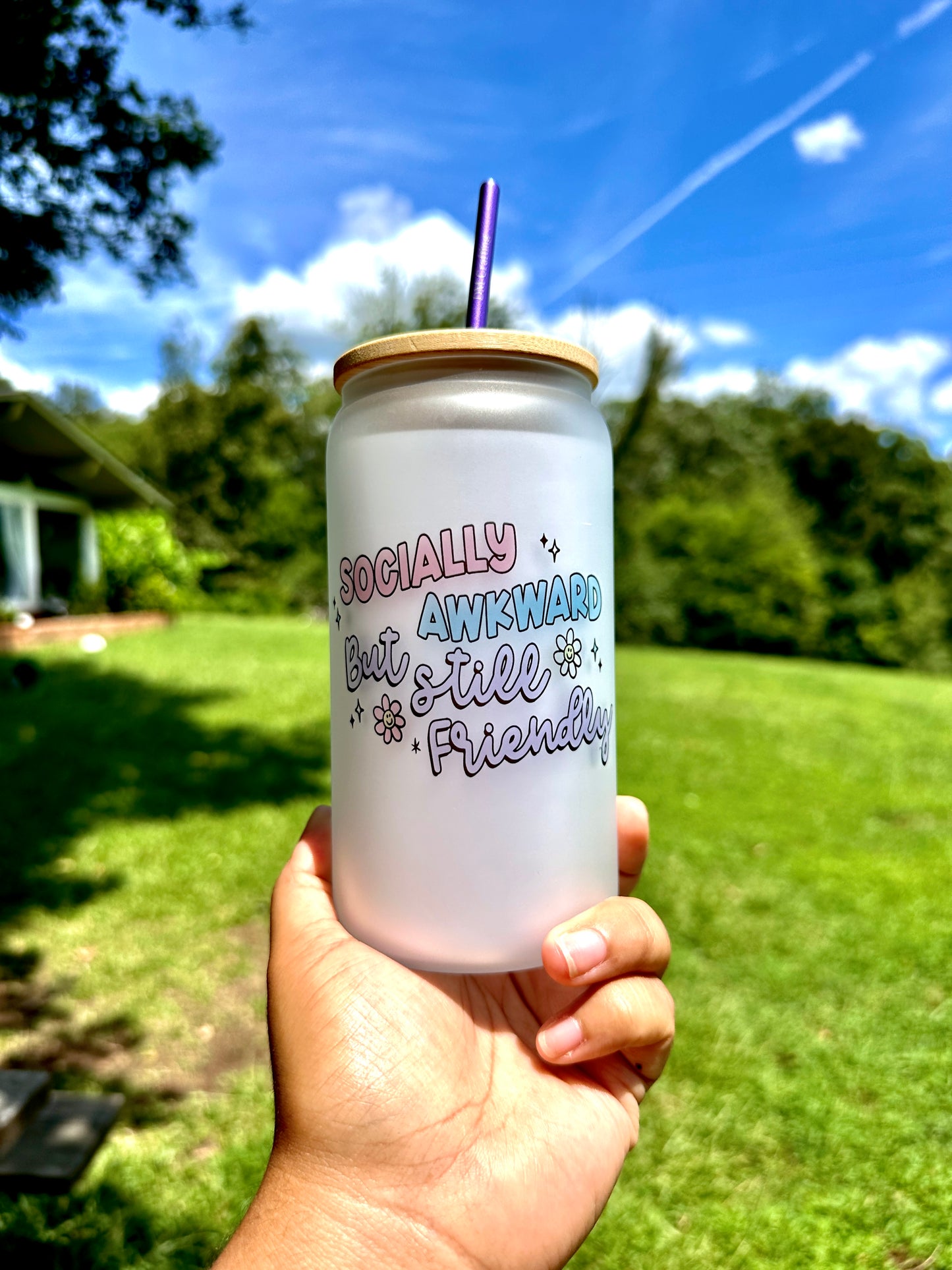 Socially Awkward Glass Cup, 16oz Glass Cup
