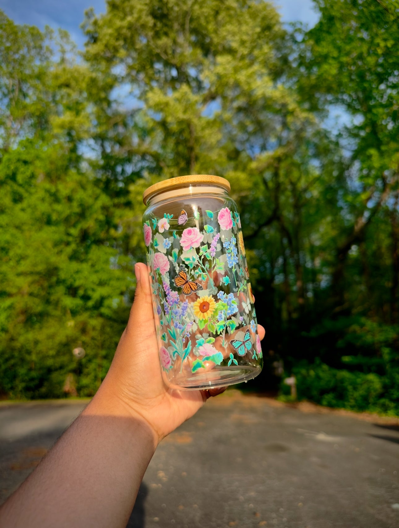 Spring Collection Glass Cup, Mothers day gift, Iced Coffee Cup