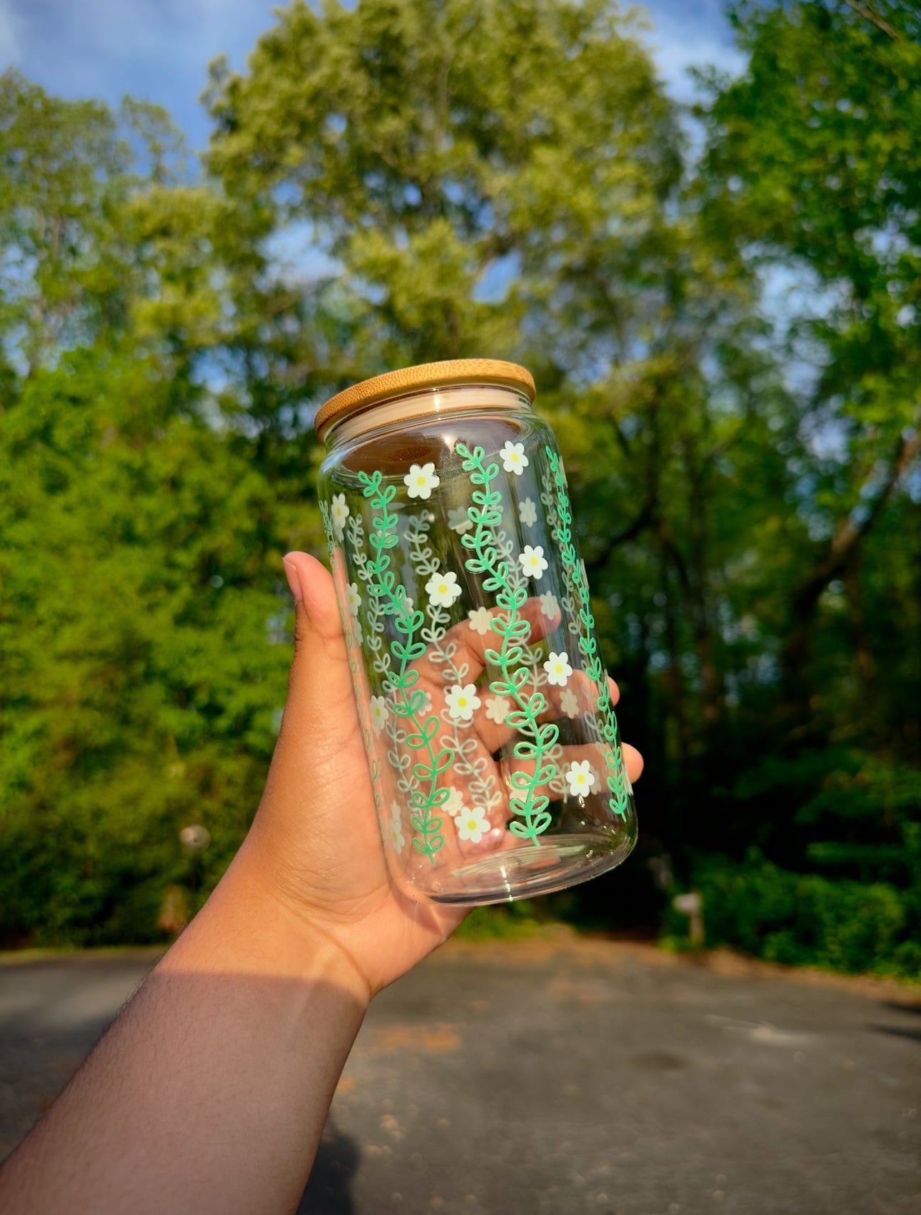 Spring Collection Glass Cup, Mothers day gift, Iced Coffee Cup