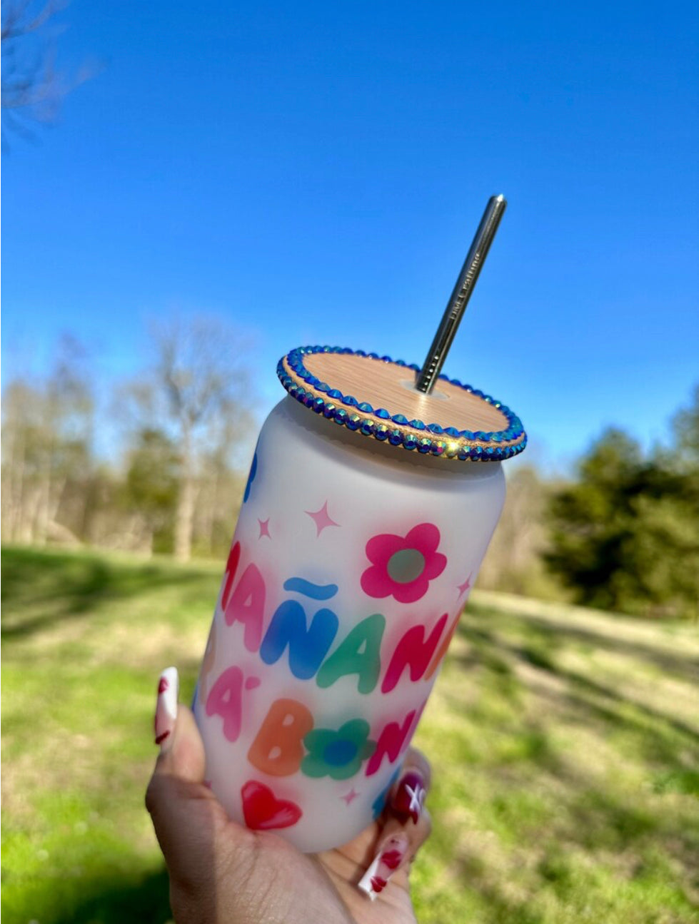 Mañana Sera Bonito Glass Cup, 16oz cup