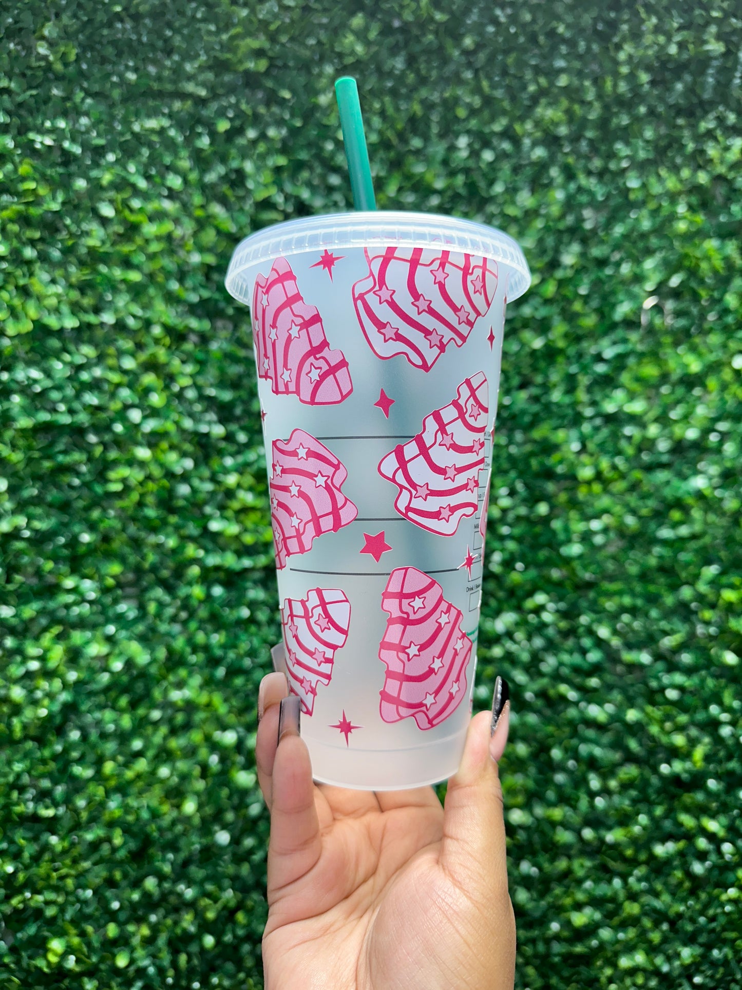 Christmas Tree Cakes Starbucks Cup, Pink Cute Cup
