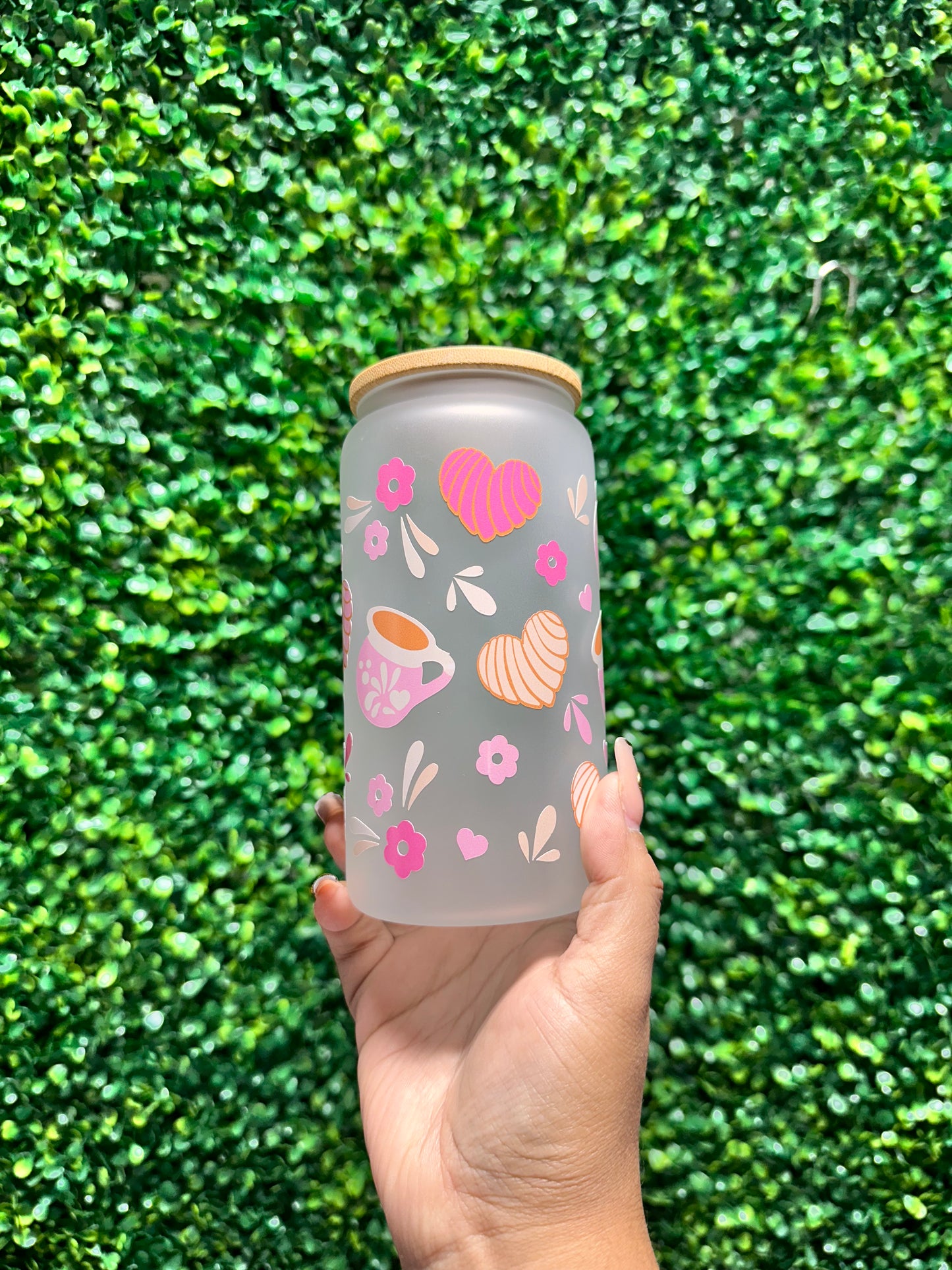 Pink Cafecito Glass Cup, Cute Pink Cup, Latina Gift
