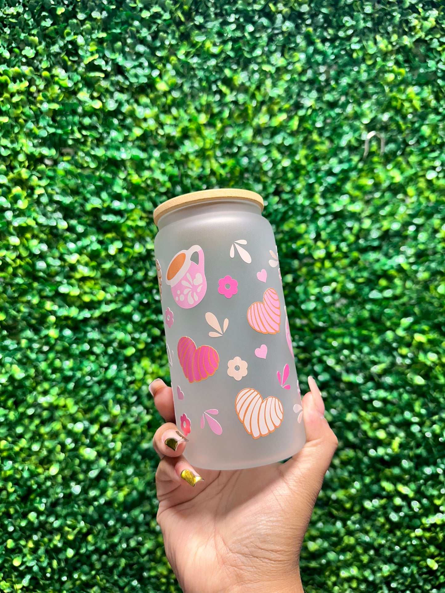 Pink Cafecito Glass Cup, Cute Pink Cup, Latina Gift