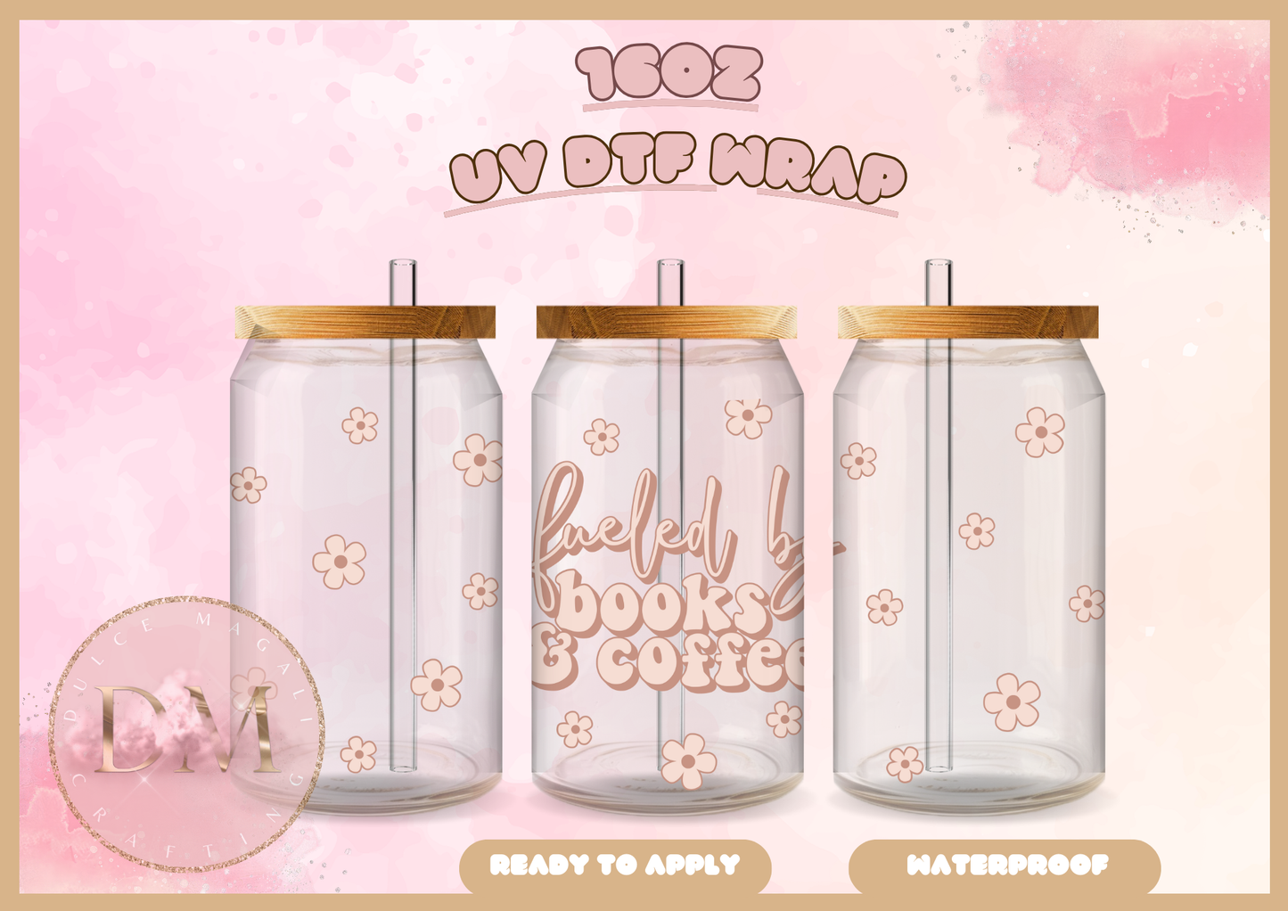 Fueled by Books & Coffee UV DTF Wrap