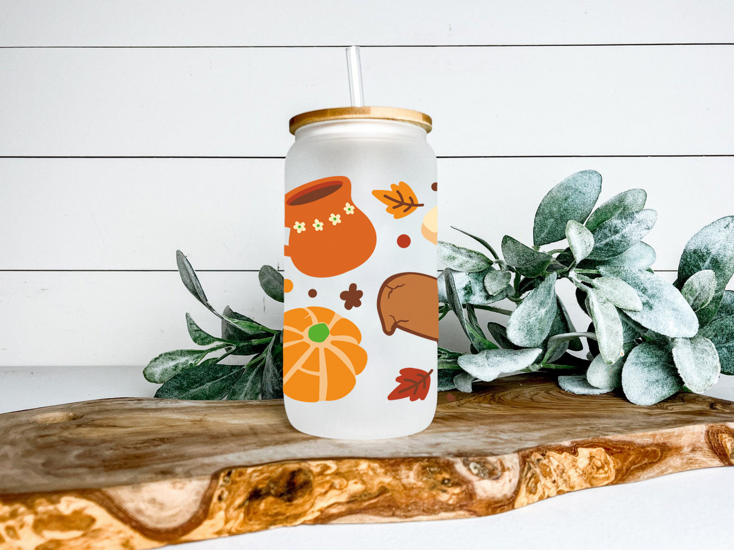 Mexican Fall Glass Cup, Gift, 16oz Libby Glass
