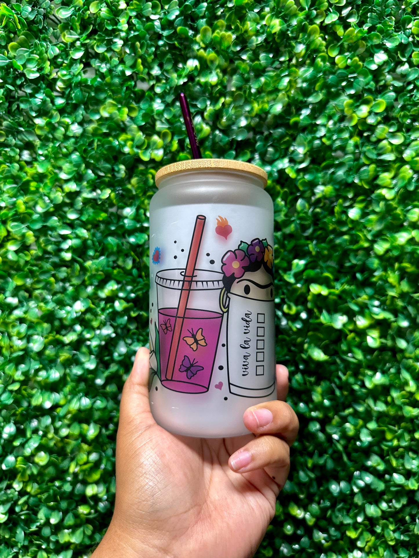 Frida Cafecito Cup, 16oz Glass Cup