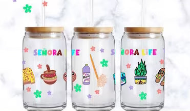 Señora Life Glass Cup, Gift, 16oz Libby Glass