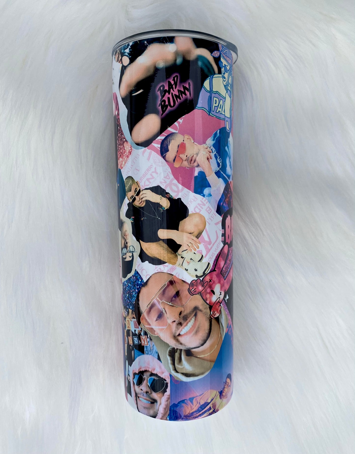 Bad Bunny Tumbler, Pink Skinny Tumbler, 20oz Tumbler, Conejo Malo Travel Coffee Mug, Custom Tumbler