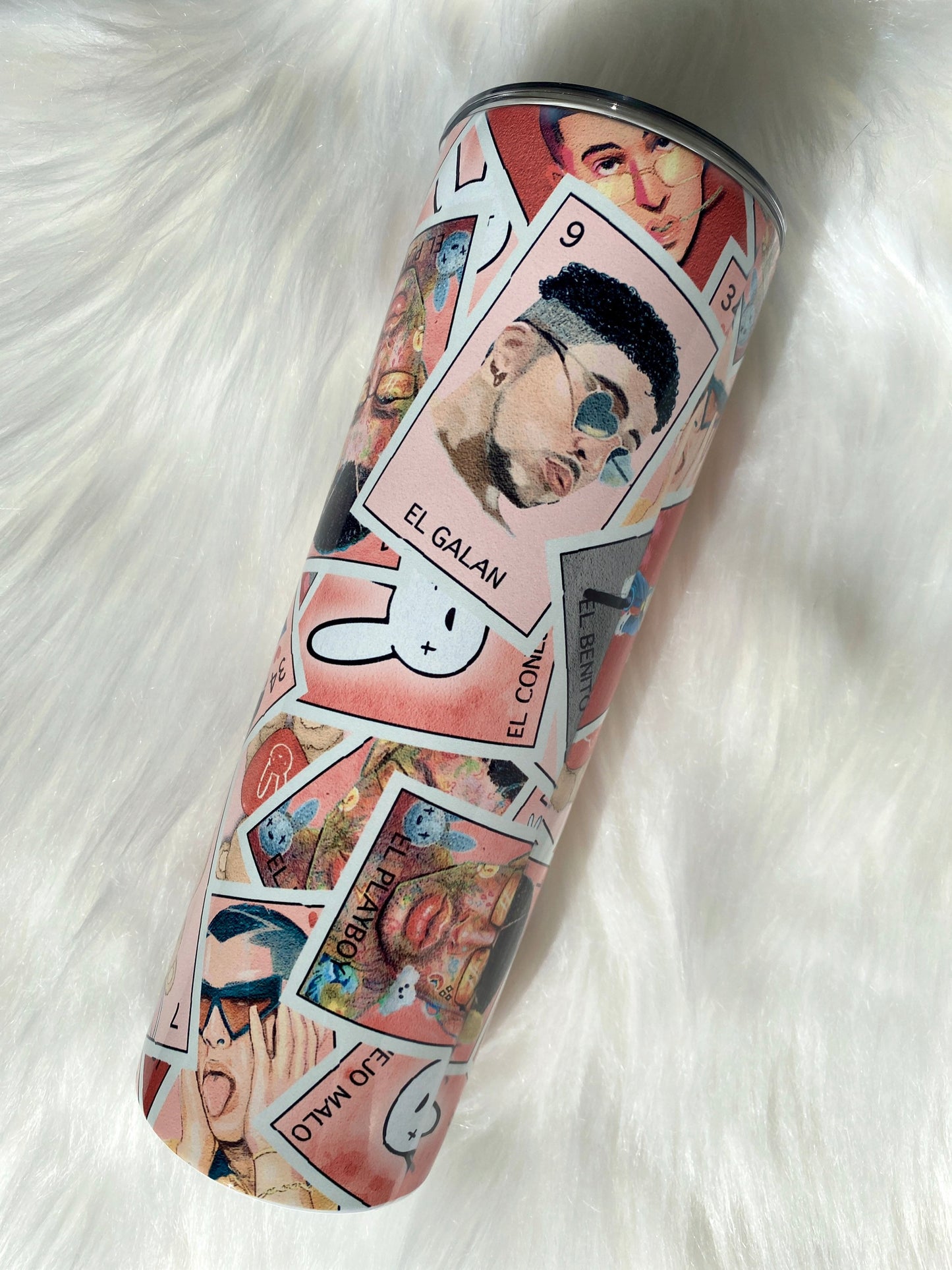 Bad Bunny Tumbler, Skinny Tumbler, 20oz Tumbler, Loteria Travel Coffee Mug, Custom Tumbler