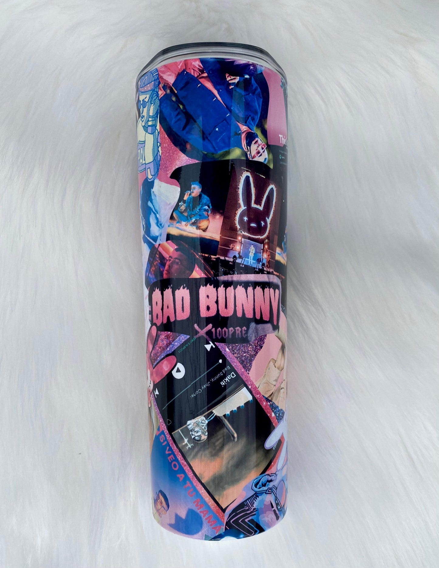 Bad Bunny Tumbler, Pink Skinny Tumbler, 20oz Tumbler, Conejo Malo Travel Coffee Mug, Custom Tumbler