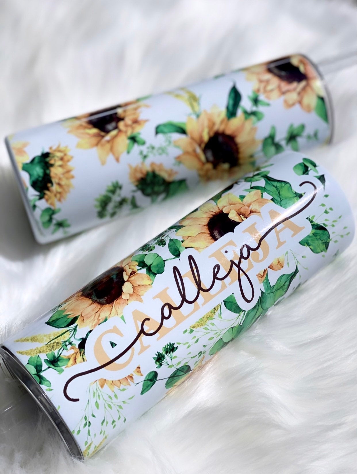 Sunflower Tumbler, Flower Skinny Tumbler, Personalized Sunflower 20oz Tumbler, Travel Coffee Mug, Custom Tumbler