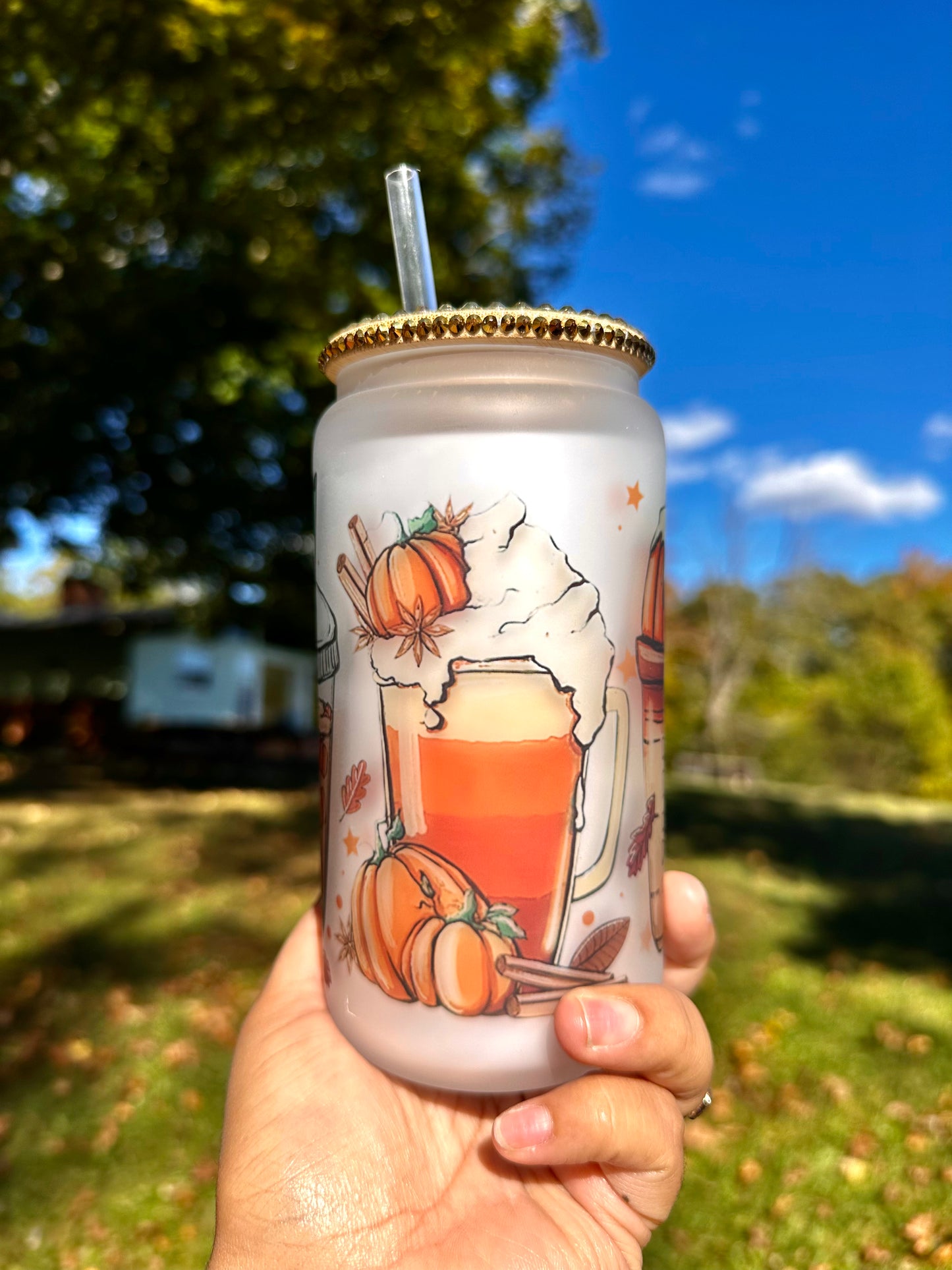 Pumpkin Fall Glass Cup, Pumkin Libbey Can Glass Cup, Fall Gift