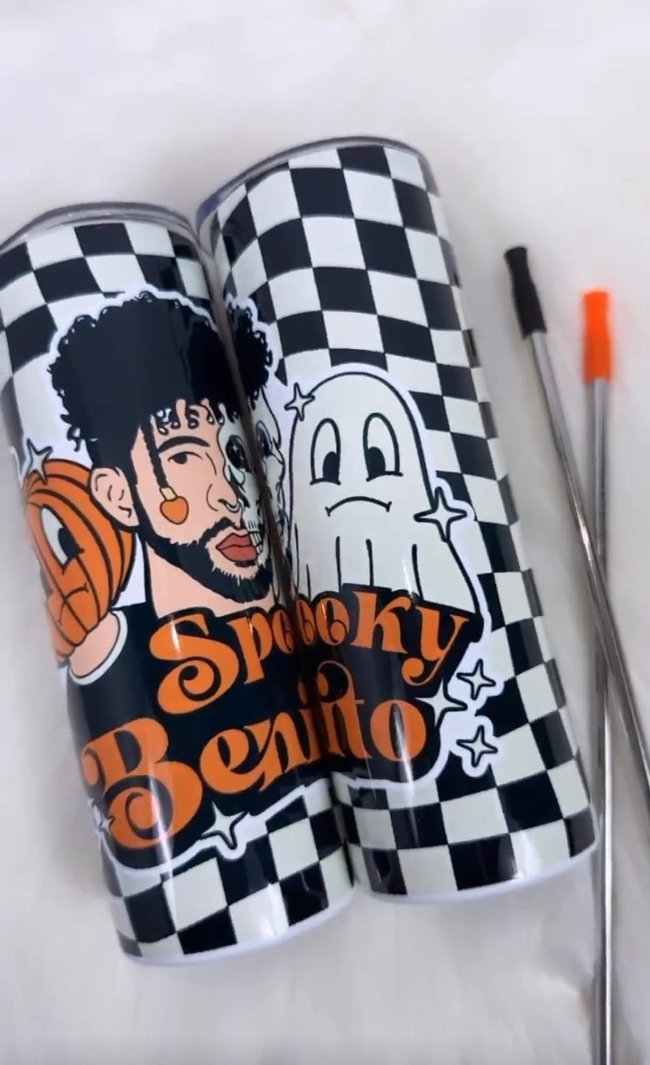 Spooky Benito Tumbler, Bad Bunny Cup, Bad Bunny Tumbler, 20oz Skinny Travel