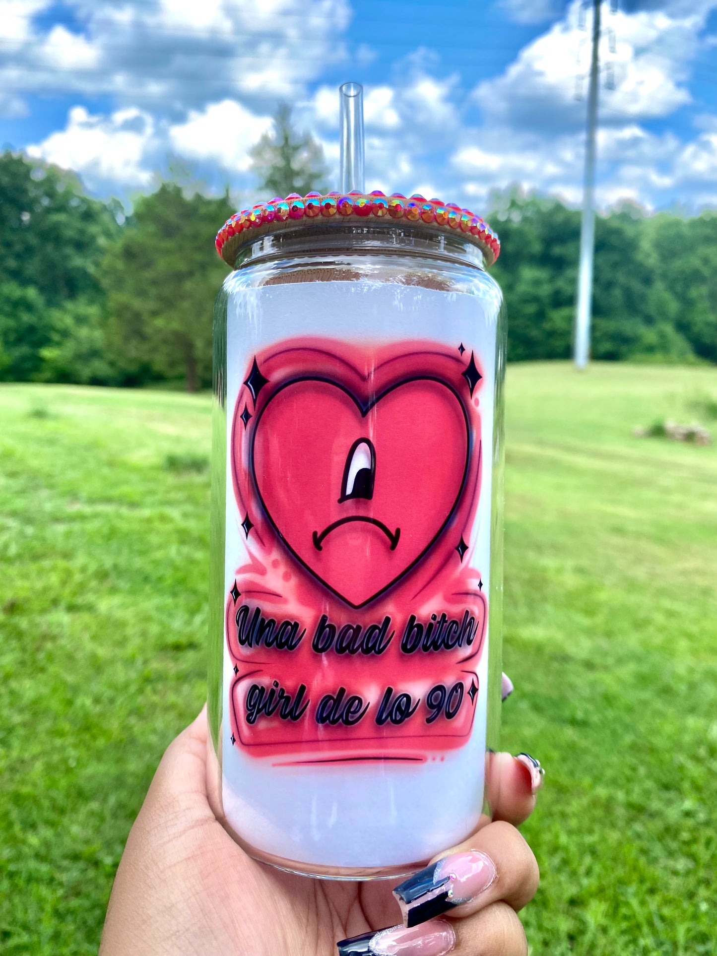 Bad Bunny Glass Cup, Bad Bitch Girl de los 90, Bad Bunny Gift