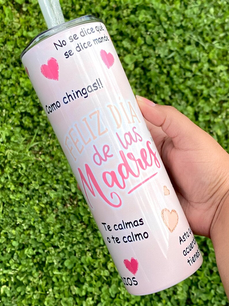 Dia De La Madre Tumbler, Mama Cup, Mom Christmas Gift, Mami Skinny Tumbler, Spanish Mom Life 20oz Tumbler