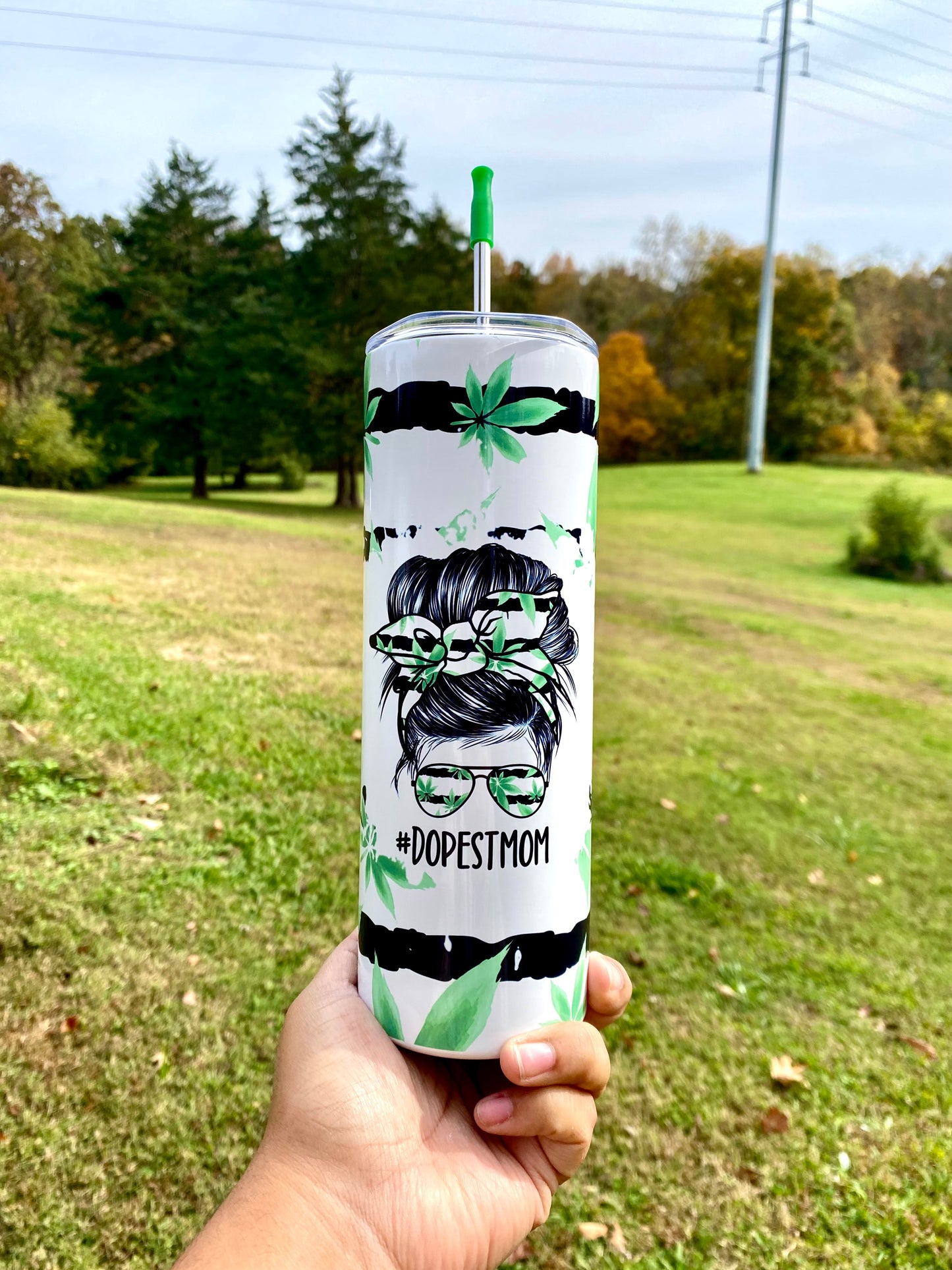 Dopest Mom Tumbler, Cannabis Mom Cup, Mom Christmas Gift, Cool Mom Skinny Tumbler, Mom Life 20oz Tumbler