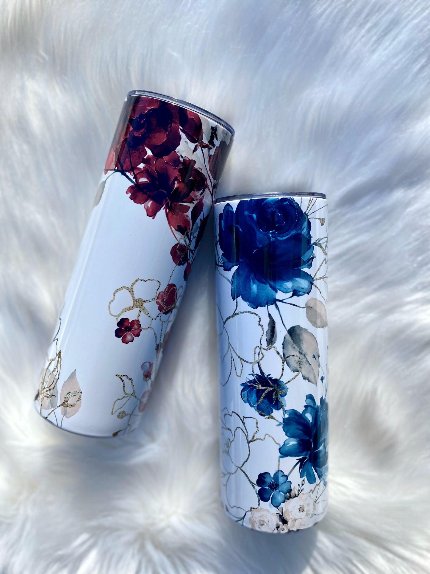 Mama Flower Tumbler, Blue Red 20 oz Tumbler, Mama Flower Valentines Gift, Gift for her, Skinny Tumbler