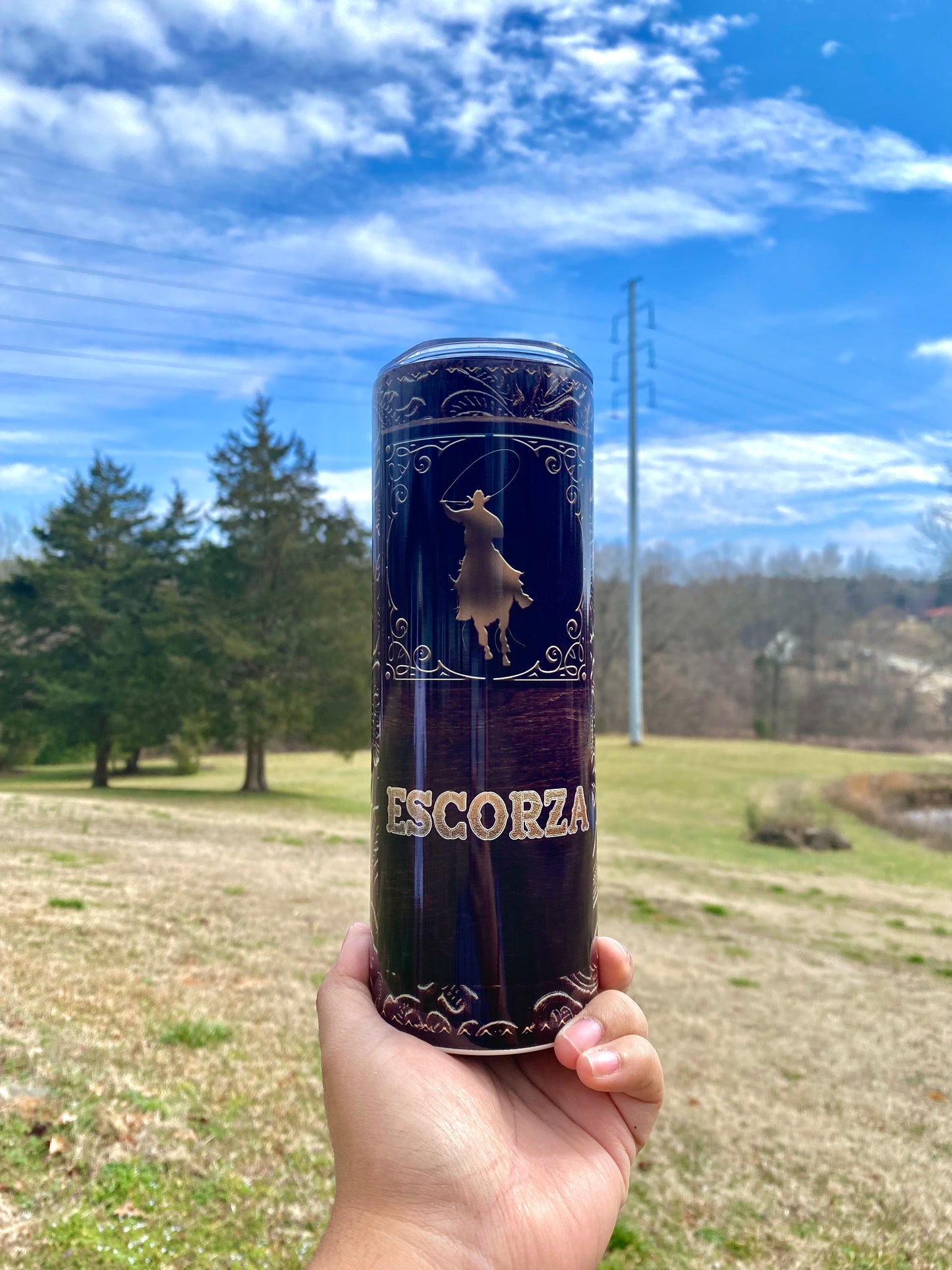 Cowboy Tumbler, Dad Gift, Personalized Tumbler, 20 oz Skinny Tumbler