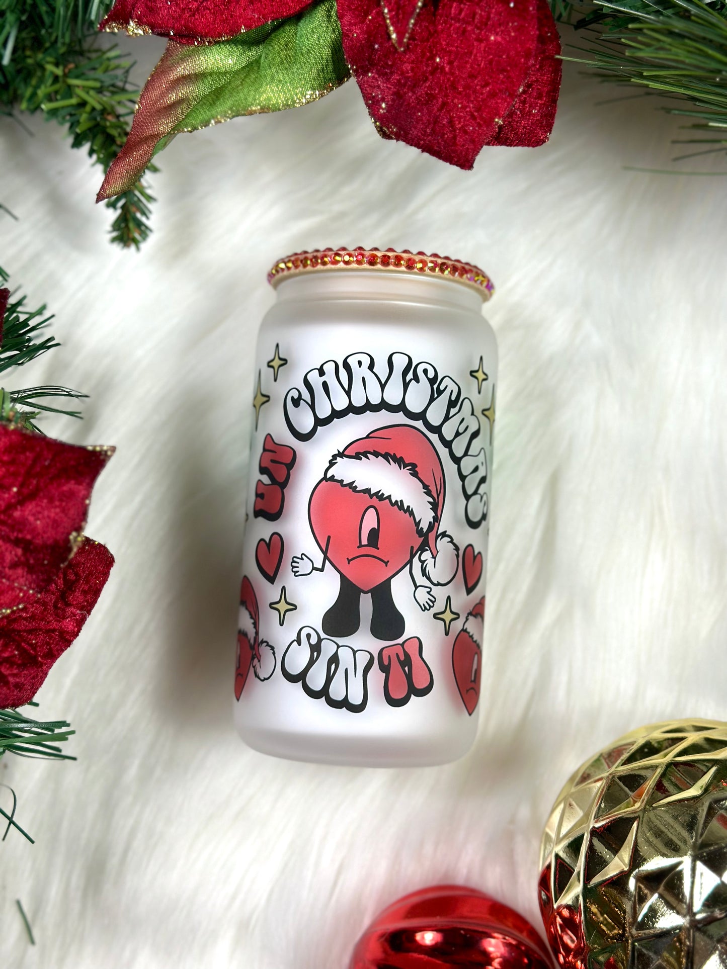 Una Navidad Sin Ti Glass Cup, Christmas Bad Bunny Cup & Tote Bag, Bad Bunny Gift