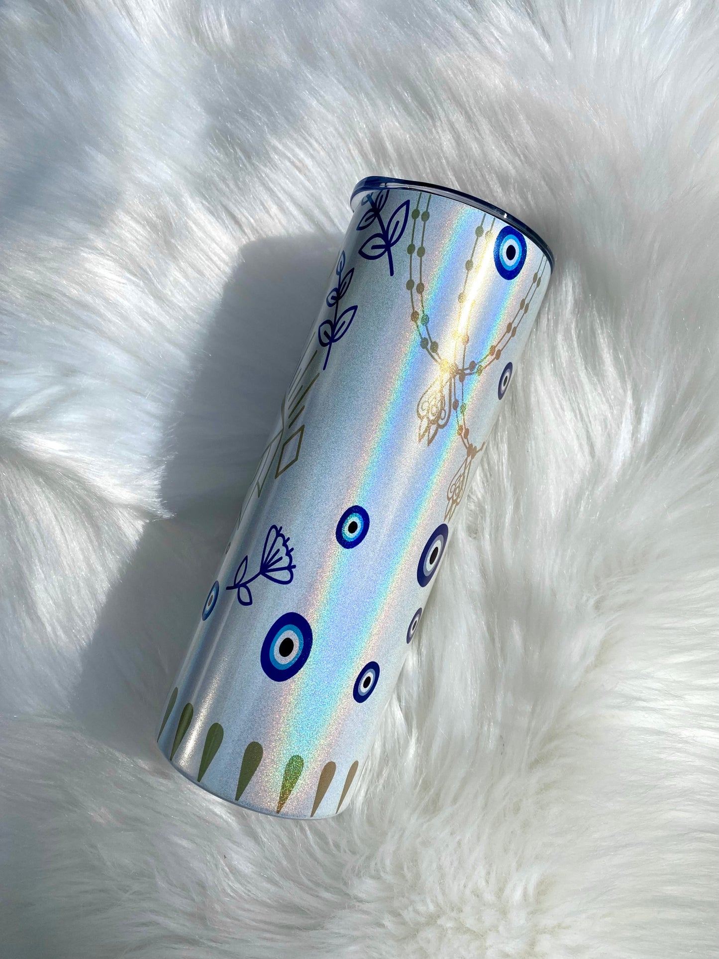 Evil Eye Tumbler, Shimmer Skinny Tumbler
