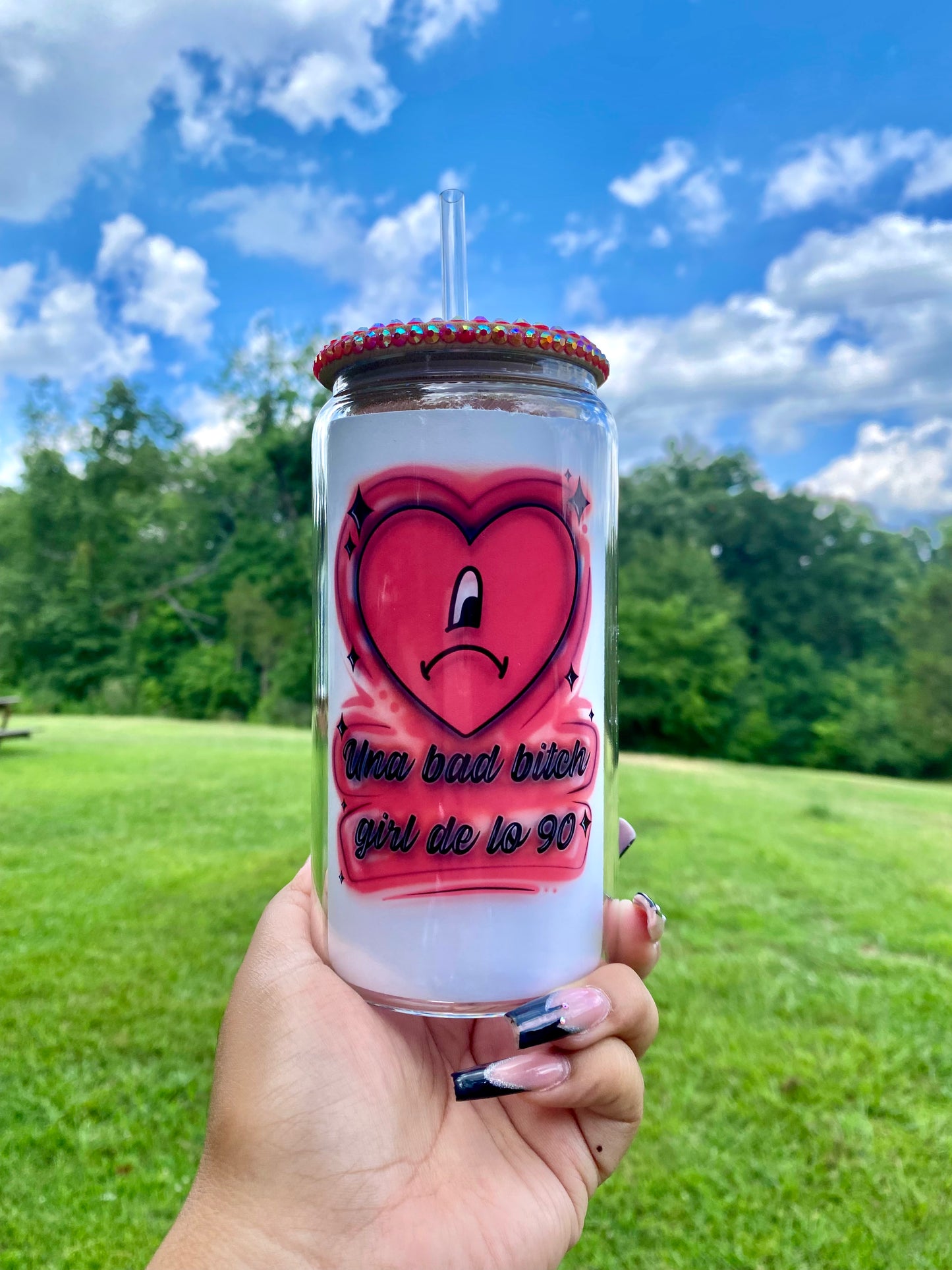 Bad Bunny Glass Cup, Bad Bitch Girl de los 90, Bad Bunny Gift