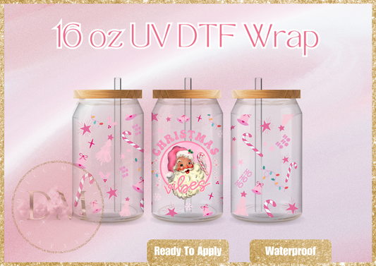 Pink Christmas Vibes UV DTF Wrap