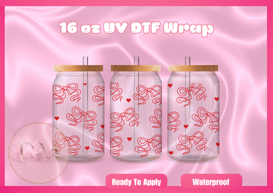 Red Coquette Bows UV DTF Wrap