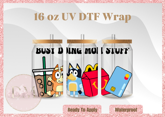 Blue Character Mom Stuff UV DTF Wrap