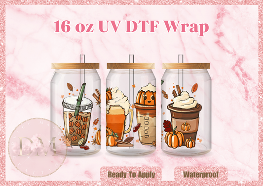 Fall Drinks DTF Wrap