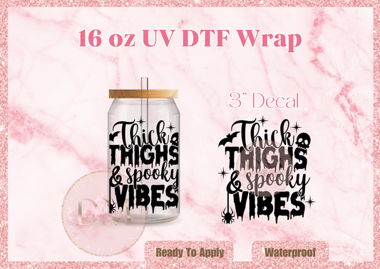 Thick Thighs Spooky Vibes DTF Decal